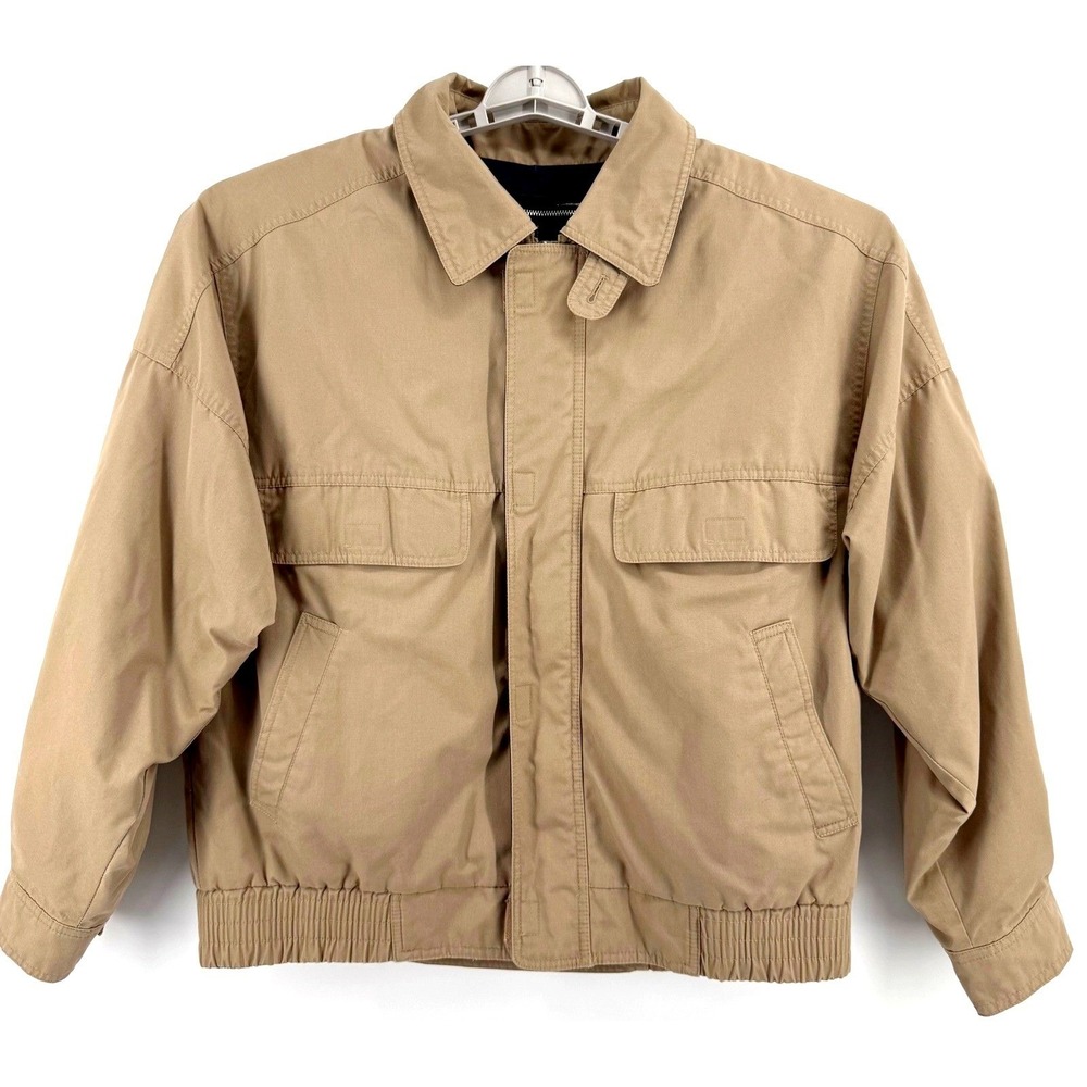 London Fog Bomber Jacket Mens 42 Collared Zip Out Plaid Lined Coat Golf